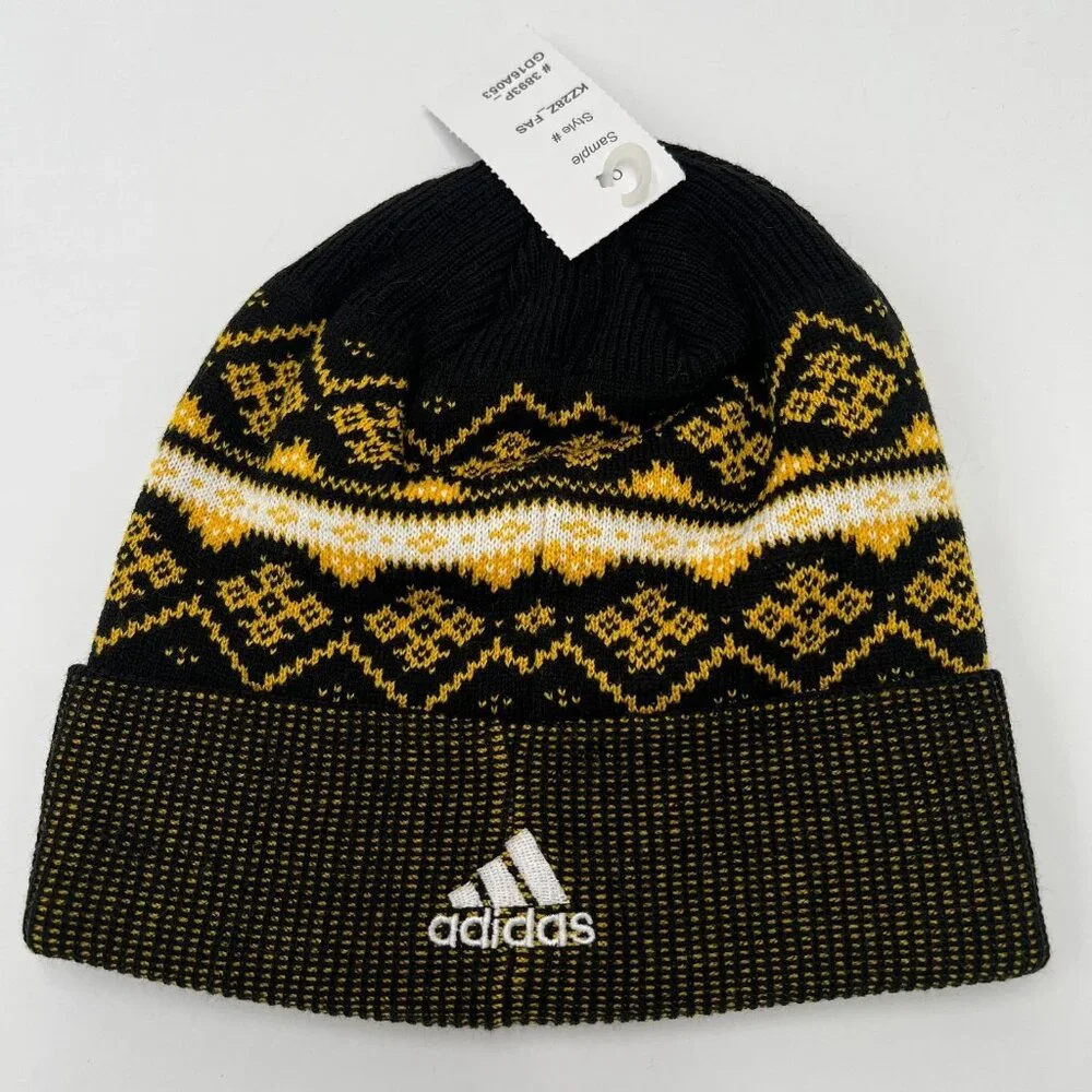 Adidas Unisex Black Yellow Knit Pittsburgh Penguins NHL Winter Beanie‎ Hat NWT